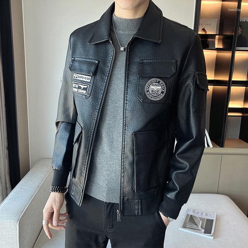 Men's Jackets High Quality Leather Jacket Men Spring Autumn Black Motorcycle Lmitation Large Size Loose Coat Man
Men's Jackets High Quality Leather Jacket Men Spring Autumn Black Motorcycle Lmitation Large Size Loose Coat Man