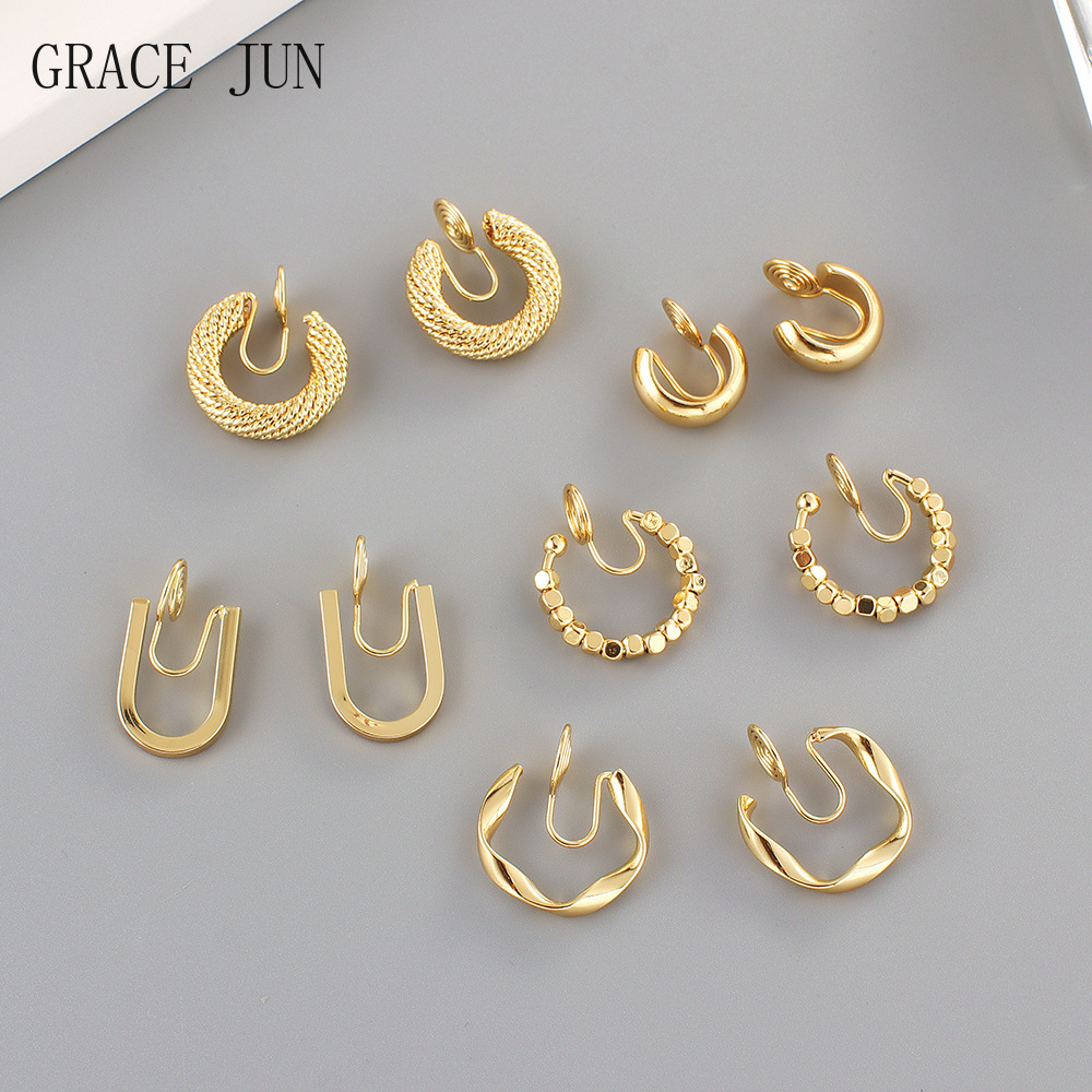 GRACE JUN Top quality 18K Gold Color Mosquito Coil Clip on Hoop Earrings C Shape Copper C Shape Cuff Earrings Ear Clip
GRACE JUN Top quality 18K Gold Color Mosquito Coil Clip on Hoop Earrings C Shape Copper C Shape Cuff Earrings Ear Clip