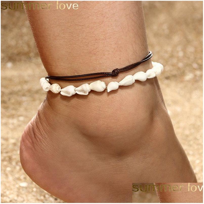 Anklets 2Pcs/Set Handmade Natural Seashell For Women Shell Foot Jewelry Summer Beach Wax Rope Bracelet Bohemian Drop Delivery Dhqg0
Anklets 2Pcs/Set Handmade Natural Seashell For Women Shell Foot Jewelry Summer Beach Wax Rope Bracelet Bohemian Drop Delivery Dhqg0