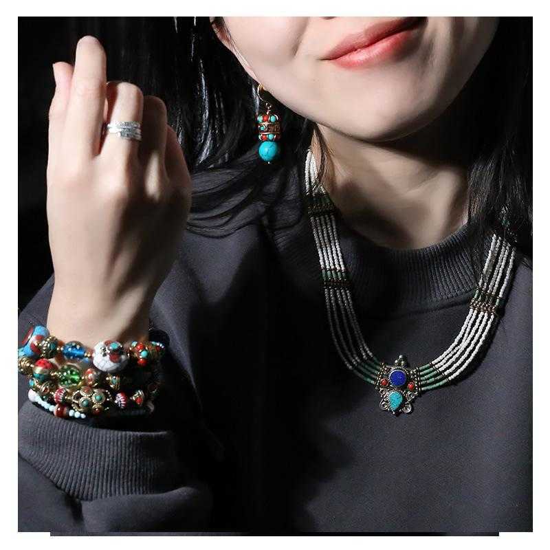 New ethnic minority style earrings earrings ear clips Tibetan jewelry female Nepal earrings