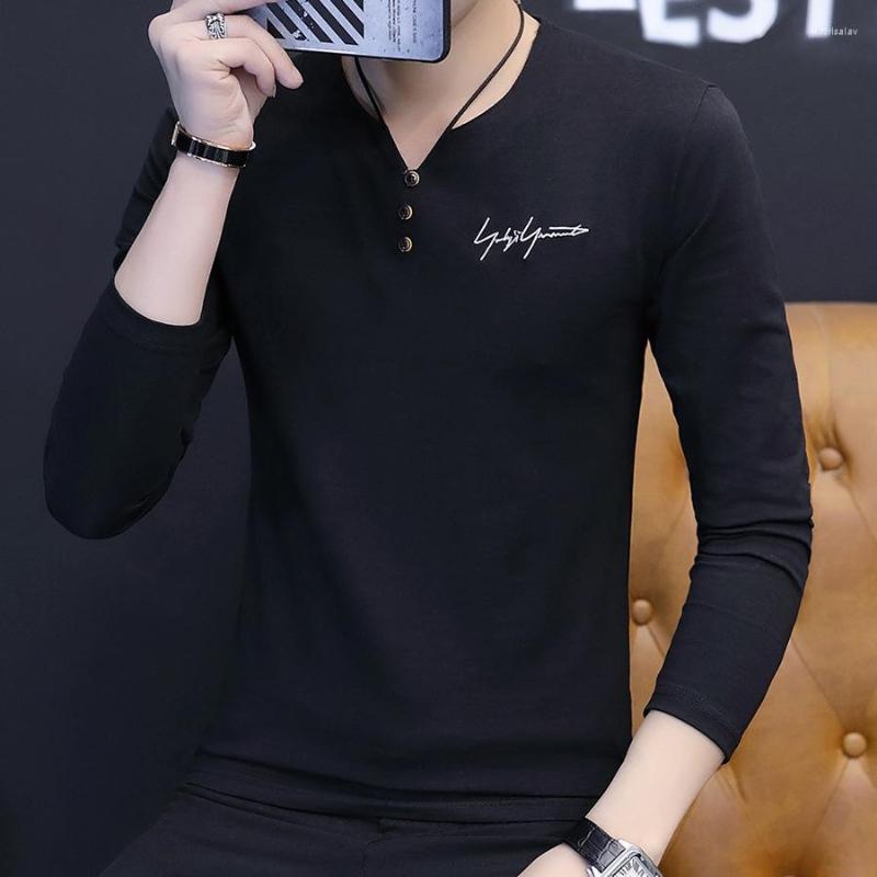 Men's T Shirts Shirt Men Long Sleeve Pure Color Round Neck T-Shirt Slim 2023 Autumn Embroidered Tshirt, Picture shown 
Men's T Shirts Shirt Men Long Sleeve Pure Color Round Neck T-Shirt Slim 2023 Autumn Embroidered Tshirt, Picture shown