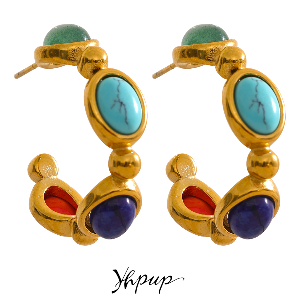 Yhpup 316l Stainless Steel Natural Stone Vintage Colorful Hoop Earrings PVD 18k Plated High Quality Fashion Jewelry for Women
Yhpup 316l Stainless Steel Natural Stone Vintage Colorful Hoop Earrings PVD 18k Plated High Quality Fashion Jewelry for Women