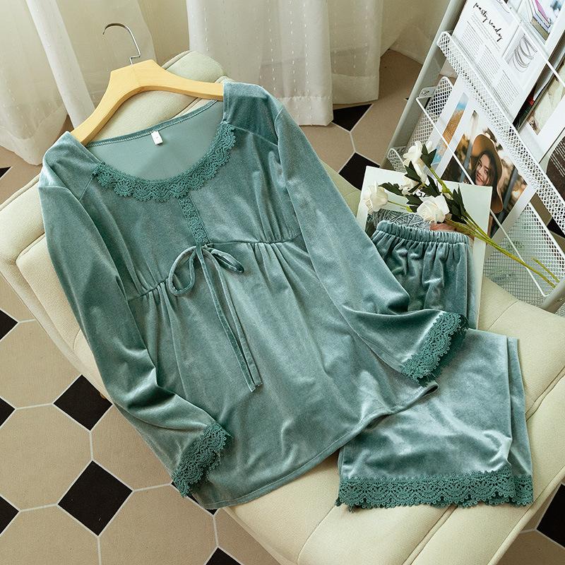Women's Sleepwear Velvet Womens Two Piece Pajamas Set Lace Pyjama Trouser Suits Autumn Winter Casual Velour Nightgown Home Clothes, Pink
Women's Sleepwear Velvet Womens Two Piece Pajamas Set Lace Pyjama Trouser Suits Autumn Winter Casual Velour Nightgown Home Clothes, Pink