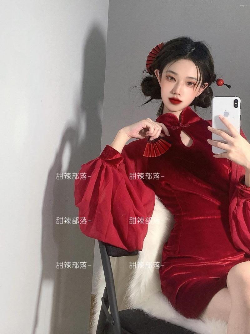 Casual Dresses Chinese TVVOVVIN Cheongsam Style Mini Dress Mesh Lace Long Sleeve Red Velvet Fashion Women Robe Sweet Korean Tops ARW8
Casual Dresses Chinese TVVOVVIN Cheongsam Style Mini Dress Mesh Lace Long Sleeve Red Velvet Fashion Women Robe Sweet Korean Tops ARW8