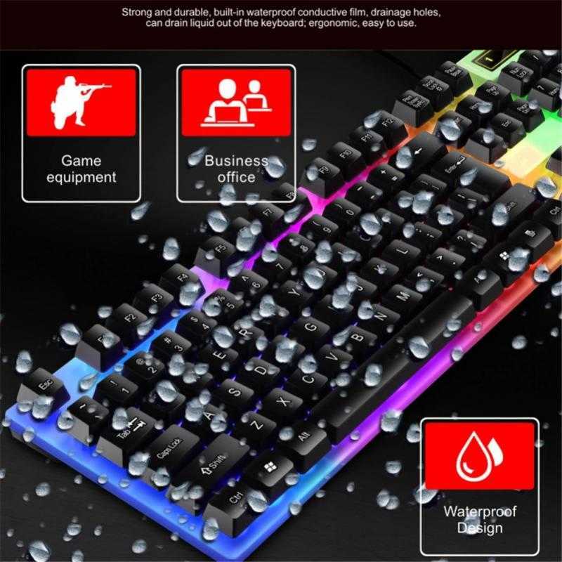 Keyboards RYRA Gamer Keyboard And Mouse Combo Set RGB LED 104-Key Wired Waterproof Gaming Keyboard Mouse Notebook Laptop Desktop PC Tablet G230525