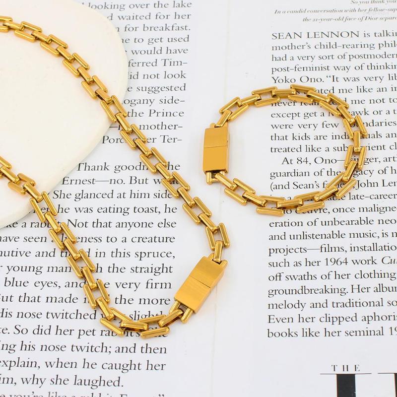 Chains Handmade Stainless Steel Choker 18 K Gold Plated Necklace Women Punk Rectangular Jewelry Waterproof
Chains Handmade Stainless Steel Choker 18 K Gold Plated Necklace Women Punk Rectangular Jewelry Waterproof