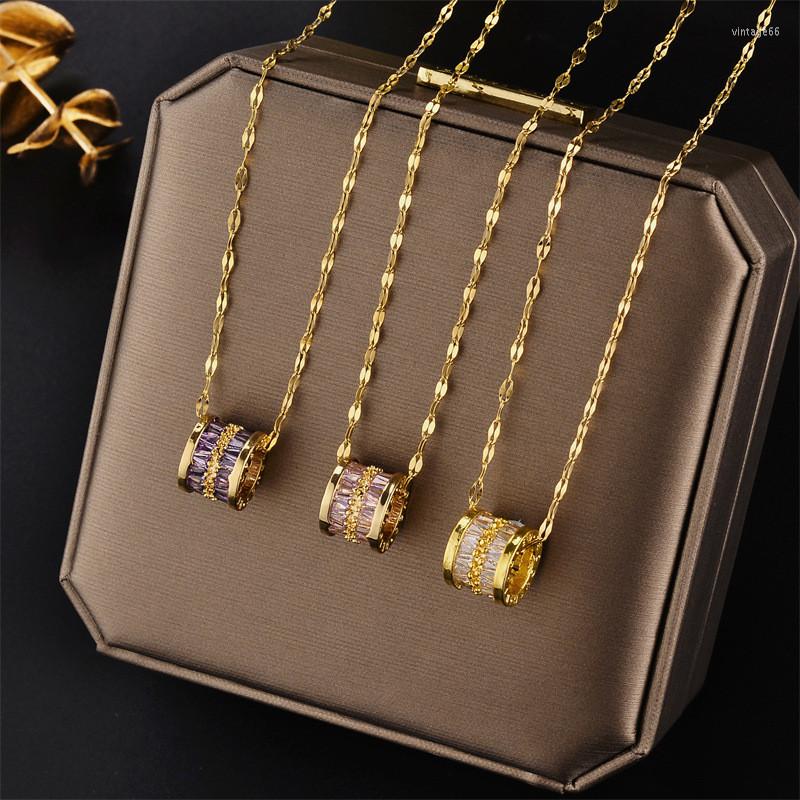 Pendant Necklaces Luxury Double Row Full Zircon 18k Gold Plated Necklace For Women Stainless Steel Ladies Fashion Jewelry
Pendant Necklaces Luxury Double Row Full Zircon 18k Gold Plated Necklace For Women Stainless Steel Ladies Fashion Jewelry