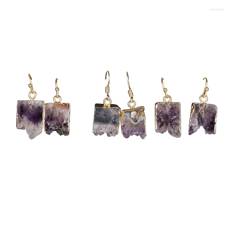 Dangle Earrings Pure Gold Color Frame Hook Buckle Natural Rough Purple Voilet Lilac Gem Stone Slice Earring For Women
Dangle Earrings Pure Gold Color Frame Hook Buckle Natural Rough Purple Voilet Lilac Gem Stone Slice Earring For Women