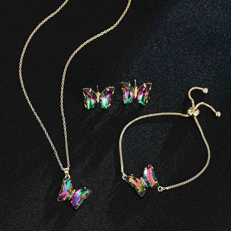 CANPEL Butterfly Glass Material Romantic Jewelry Bracelet Necklace Earring Set for Women Wedding Dinner Dress Accessories
CANPEL Butterfly Glass Material Romantic Jewelry Bracelet Necklace Earring Set for Women Wedding Dinner Dress Accessories