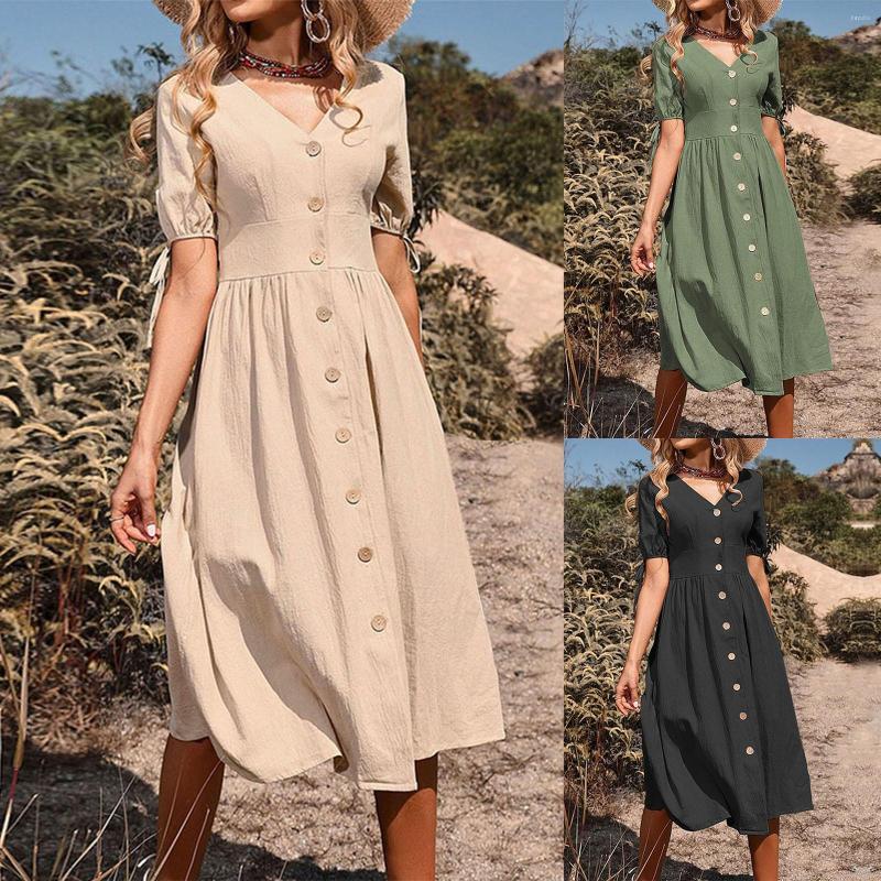 Casual Dresses Women' Summer Plus Size Solid V Neck Button Short Sleeved Mid Length Dress Female Holiday Loose Beach, Green
Casual Dresses Women' Summer Plus Size Solid V Neck Button Short Sleeved Mid Length Dress Female Holiday Loose Beach, Green