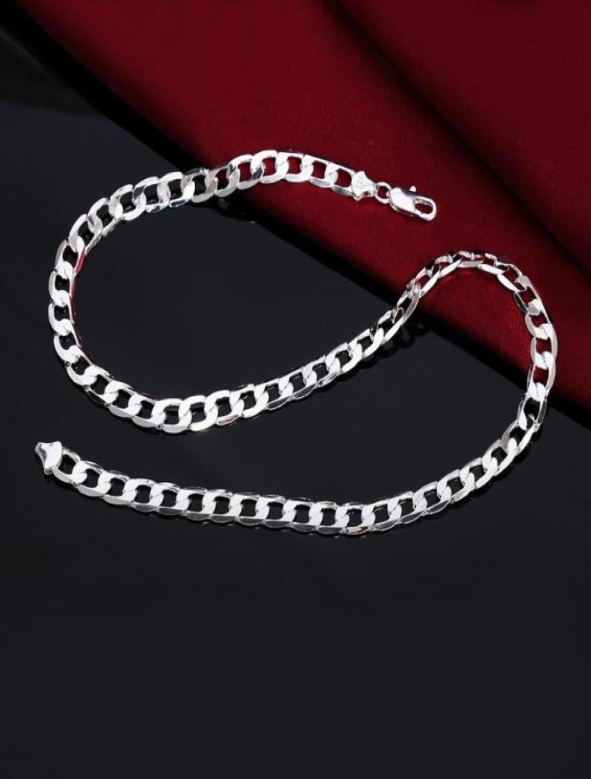 Chains Fashion 925 Sterling Silver Necklace Sideways Men039s Women039s Jewelry Multisize 6MM16180390392003905298418