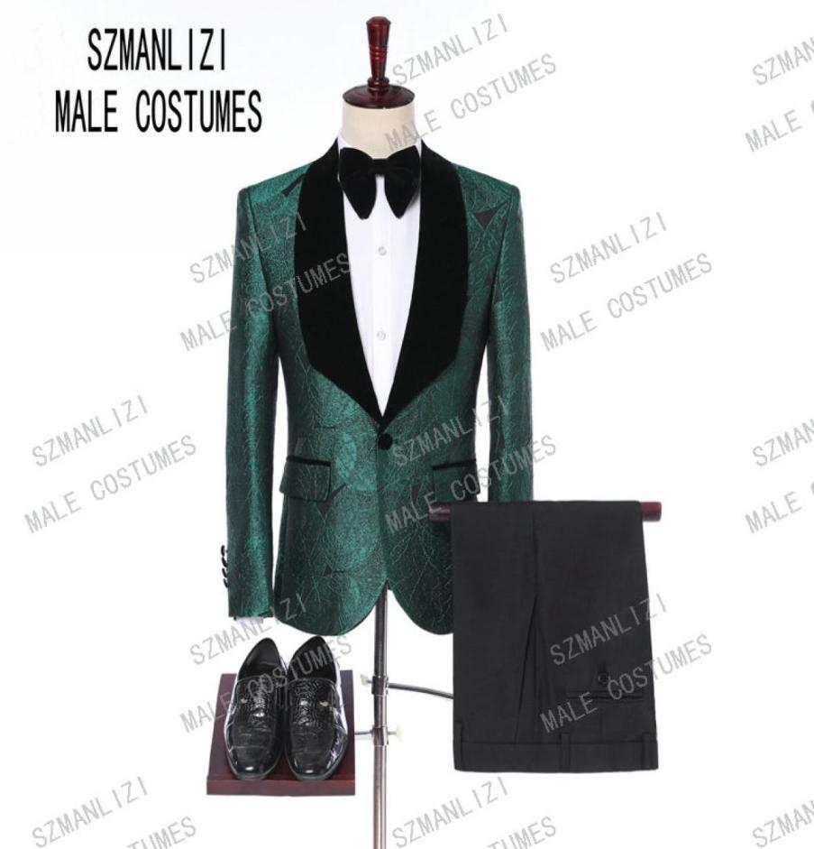 Men Suits With Pants 2019 Italian Tuxedo Slim Velvet Lapel Green Leaves Formal Groom WeddingPromParty Suits Man Blazer3436512, Black
Men Suits With Pants 2019 Italian Tuxedo Slim Velvet Lapel Green Leaves Formal Groom WeddingPromParty Suits Man Blazer3436512, Black