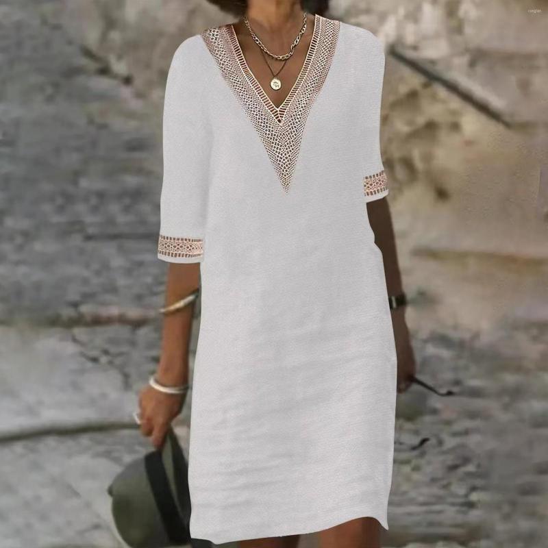 Casual Dresses Cotton Linen Dress Women Summer Fashion Solid Color Hollow Out Lace Mini Female Oversize Mid-Sleeve Vestidos, Black
Casual Dresses Cotton Linen Dress Women Summer Fashion Solid Color Hollow Out Lace Mini Female Oversize Mid-Sleeve Vestidos, Black
