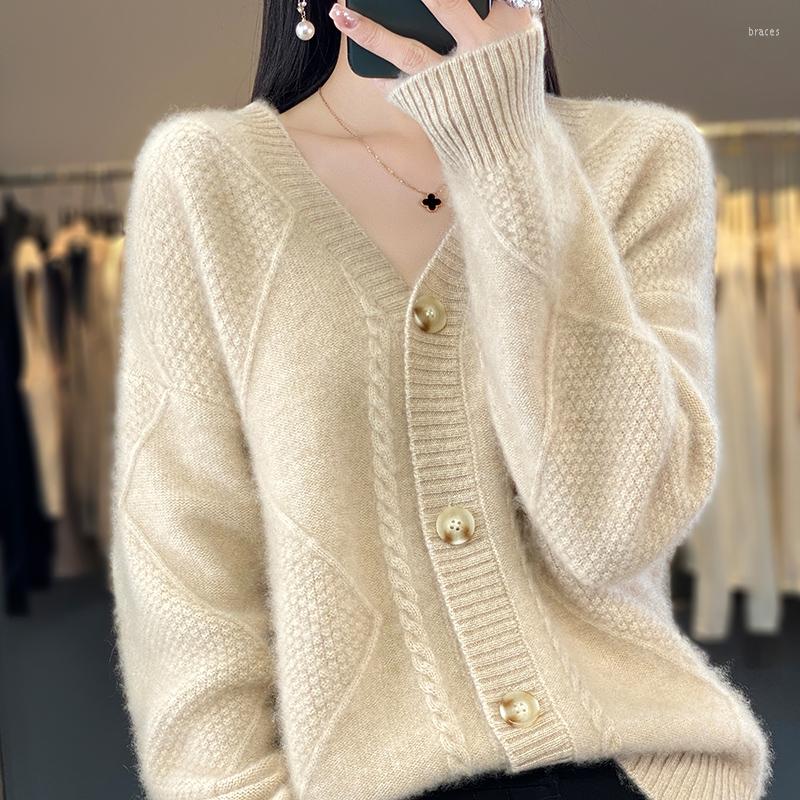 Women's Knits Casual Women's Cashmere Wool Sweater High-grade Cardigan V-neck Loose Knit Coa, Beige
Women's Knits Casual Women's Cashmere Wool Sweater High-grade Cardigan V-neck Loose Knit Coa, Beige