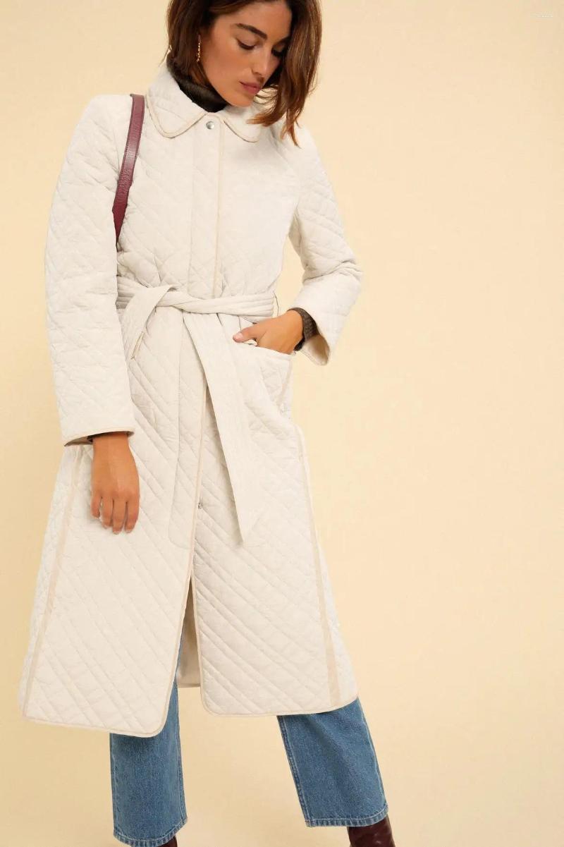 Women's Down Autumn And Winter Product Long Small Lapel Quilted Belted Diamond Cotton Jacket, White
Women's Down Autumn And Winter Product Long Small Lapel Quilted Belted Diamond Cotton Jacket, White