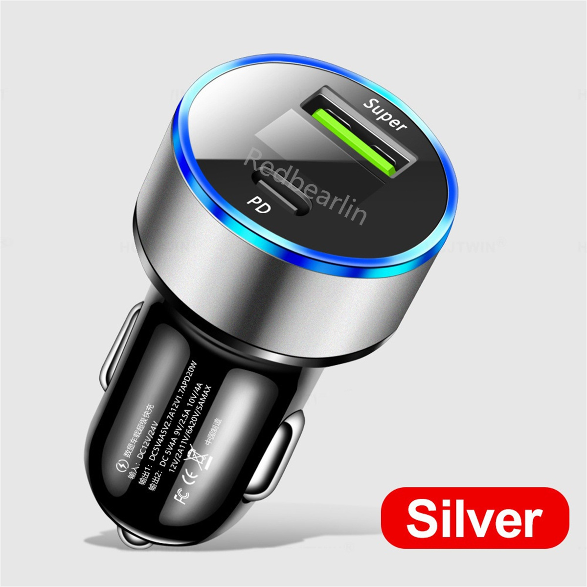 PD Car Charger 20W Fast Charging Car Phone Charger With LED Display For iPhone 12 13 14 15 16 Xiaomi Huawei Samsung USB Type C Charger In Car