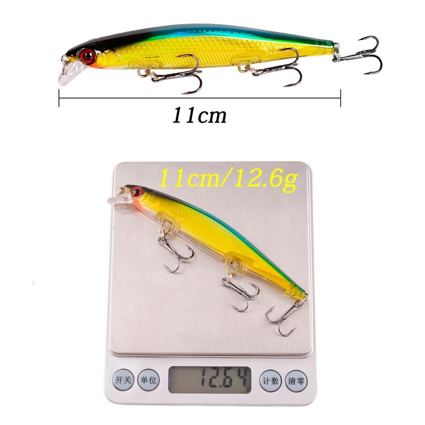 Baits Lures 8/10PC Laser Minnow Hard Fishing Lure 11cm 12g Artificial Bait Sinking Slowly 3D Eyes Wobbler Tackle For Pike Bass Carp Swimbait 230525