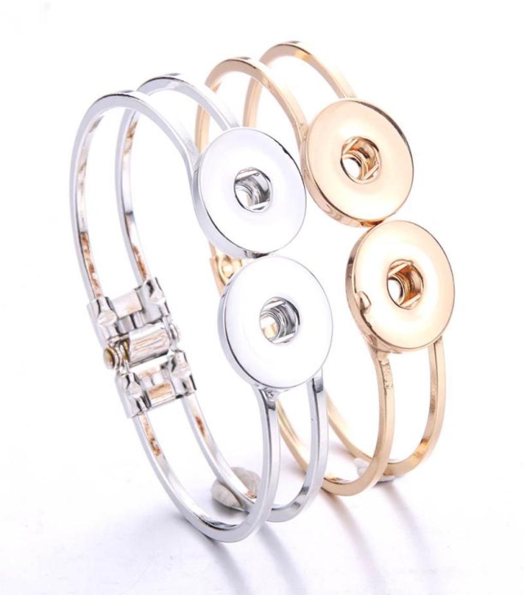 Snap Button Bracelet Fit 18mm Jewelry 2 Charms Silver Gold for Women Men fashion6203229