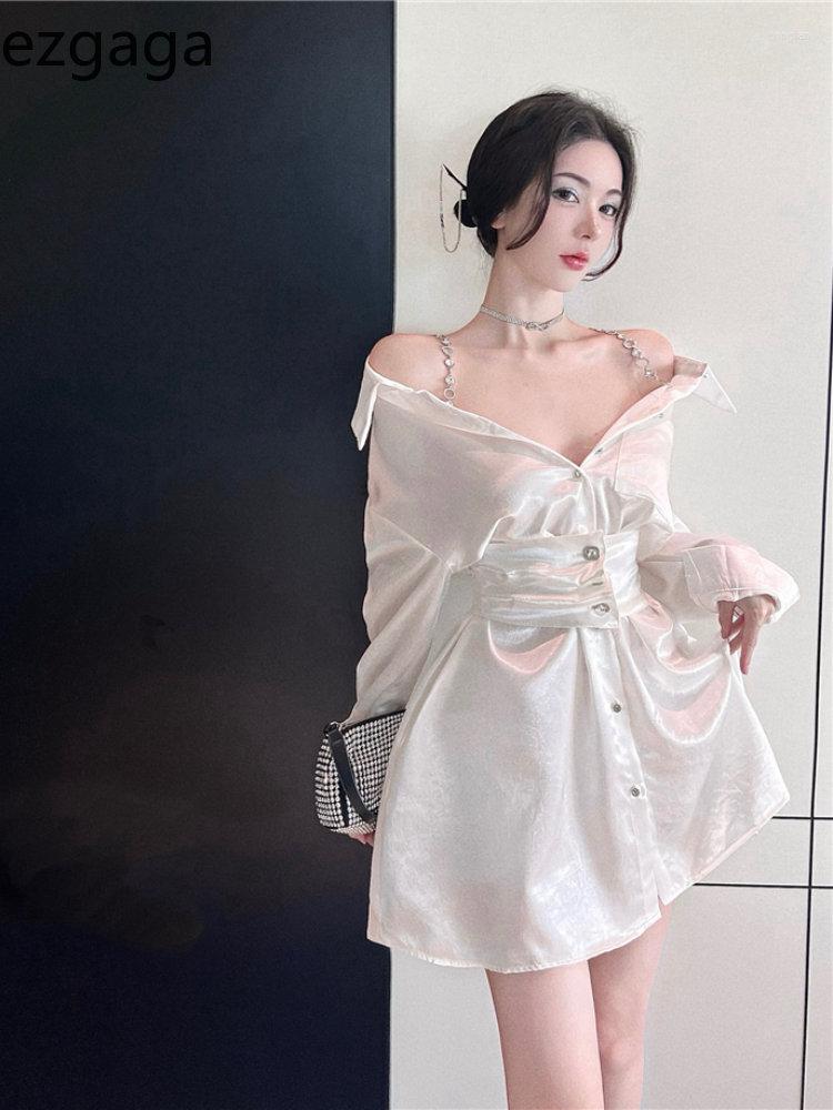 Casual Dresses Ezgaga Fashion Women Slash Neck Off Shoulder Long Sleeve Satin Elegant Mini Shirt Dress 2023 Spring Female Sexy, Black
Casual Dresses Ezgaga Fashion Women Slash Neck Off Shoulder Long Sleeve Satin Elegant Mini Shirt Dress 2023 Spring Female Sexy, Black