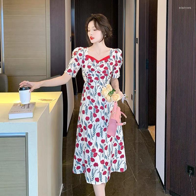 Party Dresses Summer Sweet Printing Square Collar Short Sleeve Floral Dress Femme Elegant Midi Women Clothing Fashion, Multi
Party Dresses Summer Sweet Printing Square Collar Short Sleeve Floral Dress Femme Elegant Midi Women Clothing Fashion, Multi