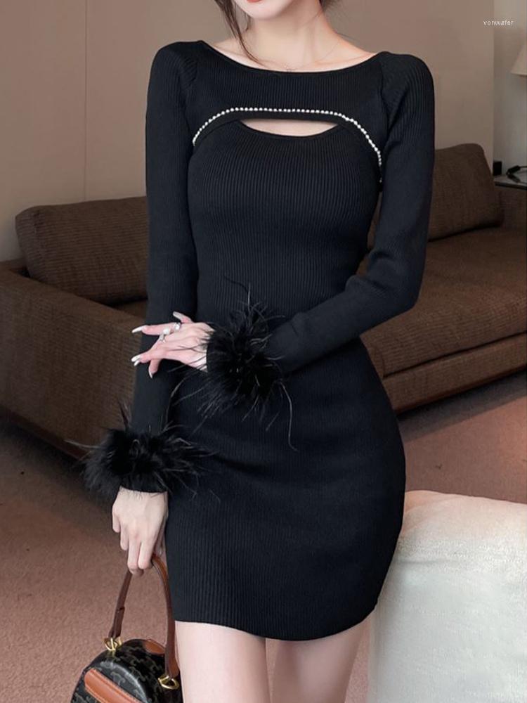 Casual Dresses Women Sweater Dress Feather Long Sleeve Hollow Diamonds Bodycon Mini Sexy Party Fashion Knit Wrap Vestidos Pencil Robe, Black
Casual Dresses Women Sweater Dress Feather Long Sleeve Hollow Diamonds Bodycon Mini Sexy Party Fashion Knit Wrap Vestidos Pencil Robe, Black