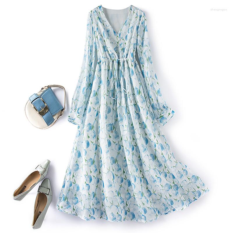 Casual Dresses Chiffon Dress Women's SummerV Neck Long Sleeves Printing Big Size Floral Pleated, 1575 blue
Casual Dresses Chiffon Dress Women's SummerV Neck Long Sleeves Printing Big Size Floral Pleated, 1575 blue