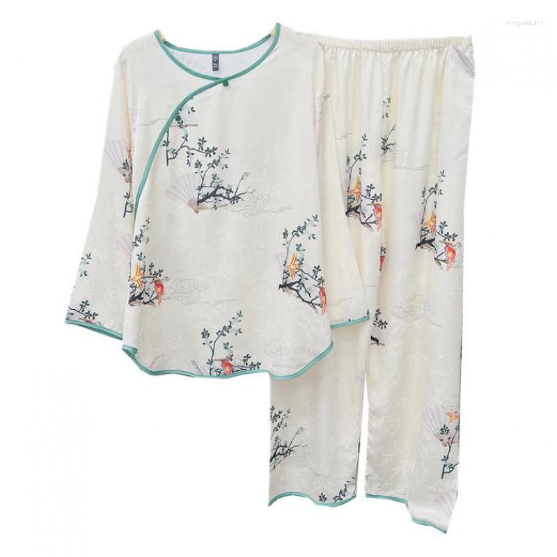 Women's Sleepwear O-Neck Womens Pajamas Suit Chinese Style Print Home Clothes Satin Two Pieces Long Sleeve Top Pants Set Lingerie, Style - 6
Women's Sleepwear O-Neck Womens Pajamas Suit Chinese Style Print Home Clothes Satin Two Pieces Long Sleeve Top Pants Set Lingerie, Style - 6