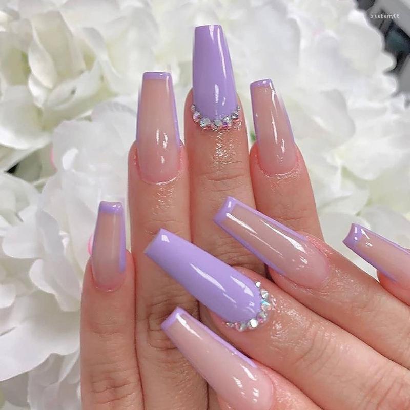 False Nails 24pcs/Box Purple French Long Coffin With Design Ballerina Manicure Patches Press On Full Cover Fake Nail Tips, 01
False Nails 24pcs/Box Purple French Long Coffin With Design Ballerina Manicure Patches Press On Full Cover Fake Nail Tips, 01