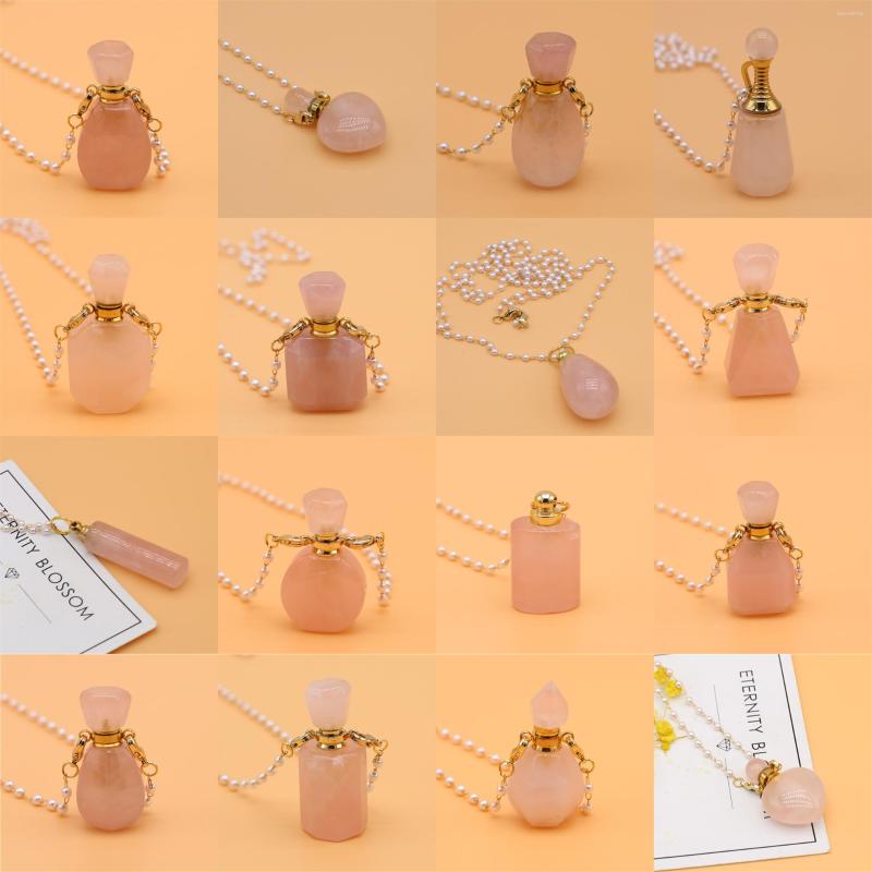 Pendant Necklaces Natural Rose Quartz Stone Essential Oil Diffuser Necklace Pearl Bead Chain Perfume Bottle Women Jewelry Party
Pendant Necklaces Natural Rose Quartz Stone Essential Oil Diffuser Necklace Pearl Bead Chain Perfume Bottle Women Jewelry Party