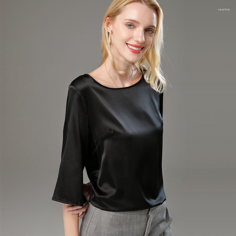 Women' Blouses Mulberry Silk T-shirt Women Blouse Summer Round Neck Black Wine White Fashion Five-point Sleeve Top, Color 03
Women' Blouses Mulberry Silk T-shirt Women Blouse Summer Round Neck Black Wine White Fashion Five-point Sleeve Top, Color 03