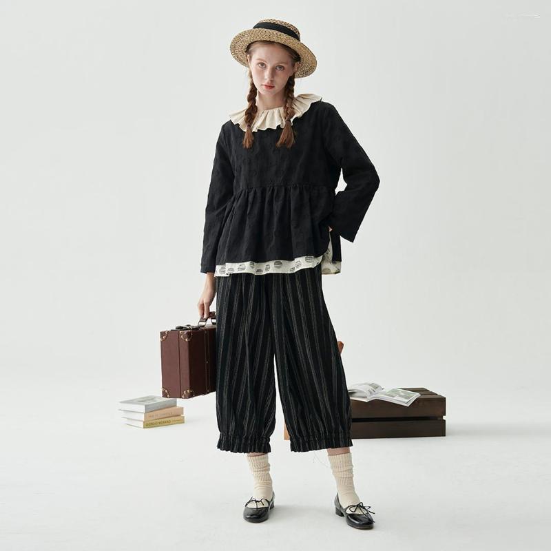 Women' Pants Leorlax Original Design Japanese Minimalist Striped Lace Nine -point Wide -leg Loose Covered With Meat Spring And Autumn, Black
Women' Pants Leorlax Original Design Japanese Minimalist Striped Lace Nine -point Wide -leg Loose Covered With Meat Spring And Autumn, Black