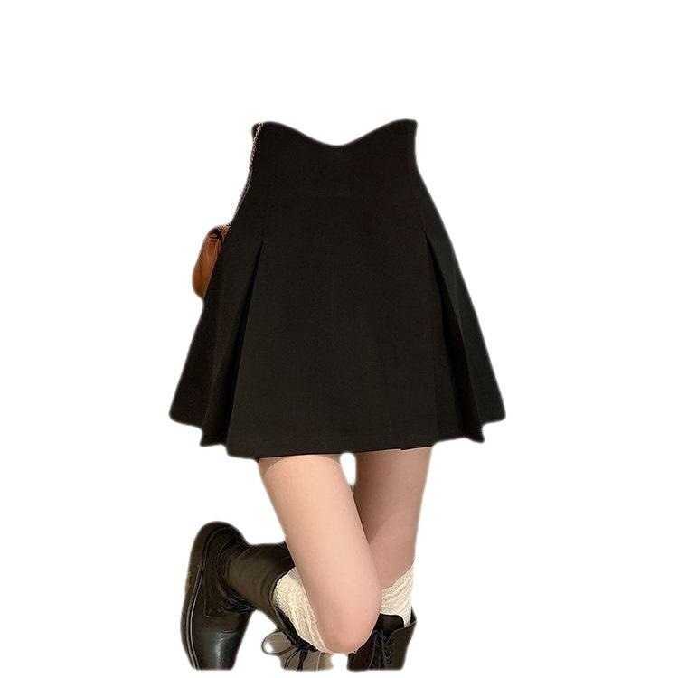 Black fishbone high waisted skirt with a design sense of niche A-line cover over small figure pleated skirt for women in autumn and winter short skirt, Black2
Black fishbone high waisted skirt with a design sense of niche A-line cover over small figure pleated skirt for women in autumn and winter short skirt, Black2