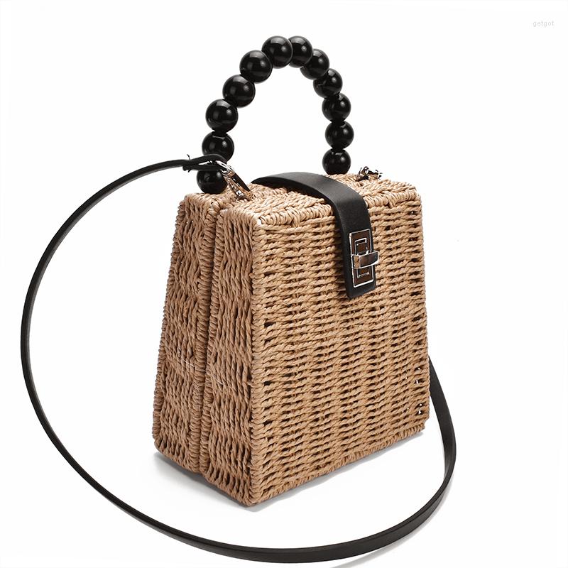 Evening Bags Female Straw Bag Women Crossbody Paper Rope Bead Handle Handbag Box Shoulder Beach Holiday, Beige
Evening Bags Female Straw Bag Women Crossbody Paper Rope Bead Handle Handbag Box Shoulder Beach Holiday, Beige