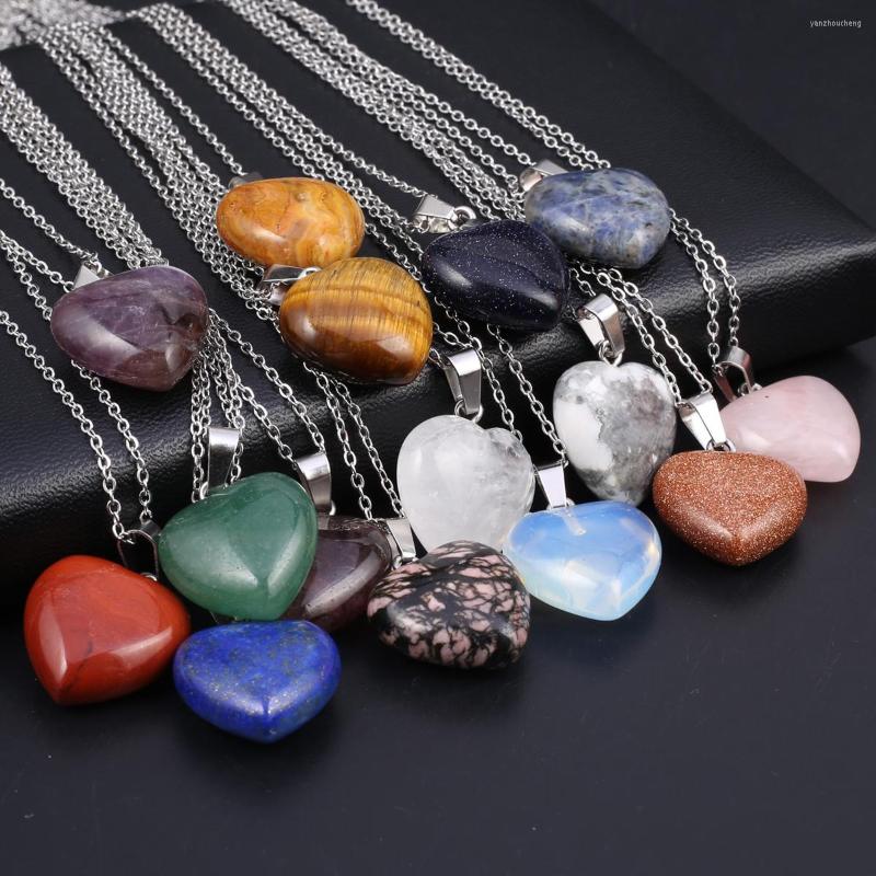 Pendant Necklaces Natural Stone Pendants Necklace Heart Shape Chakra Healing Crystal Agate Stainless Steel Chain For Jewelry Gift Decoration
Pendant Necklaces Natural Stone Pendants Necklace Heart Shape Chakra Healing Crystal Agate Stainless Steel Chain For Jewelry Gift Decoration
