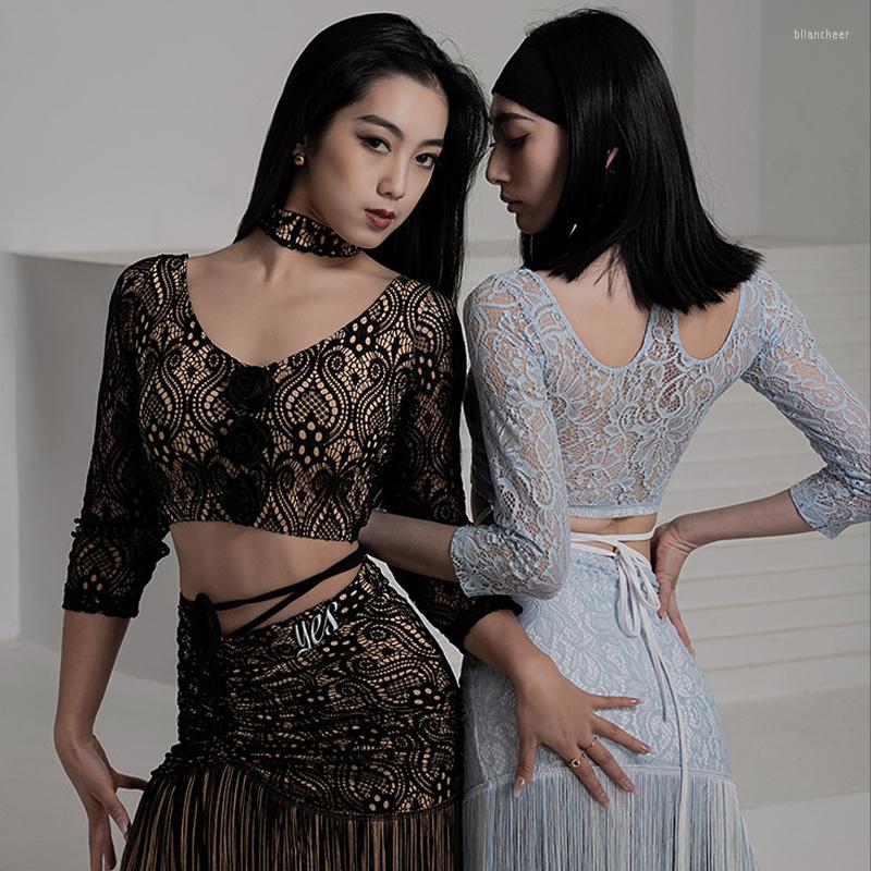 Stage Wear Latin Dance Clothes 2023 Lace Tops Gauze Fringe Skirt Professional Rumba Practice Clothing Samba Costume DWY7068, Blue tops
Stage Wear Latin Dance Clothes 2023 Lace Tops Gauze Fringe Skirt Professional Rumba Practice Clothing Samba Costume DWY7068, Blue tops