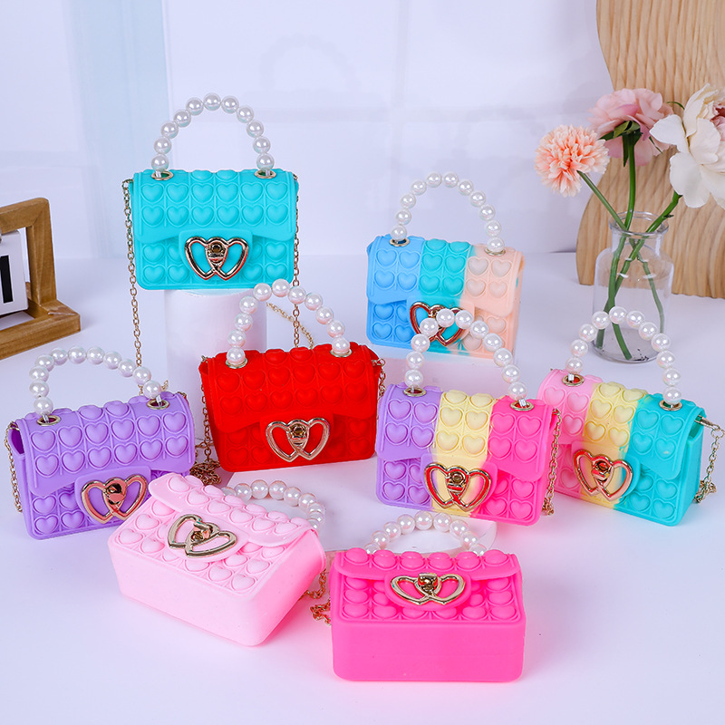 Fashion Little Girl Silicone Jelly Coin Purse Kids Crossbody Handbags Double Sided Sweet Hearts Bubble Pearl Chain Bags, Multicolour
Fashion Little Girl Silicone Jelly Coin Purse Kids Crossbody Handbags Double Sided Sweet Hearts Bubble Pearl Chain Bags, Multicolour