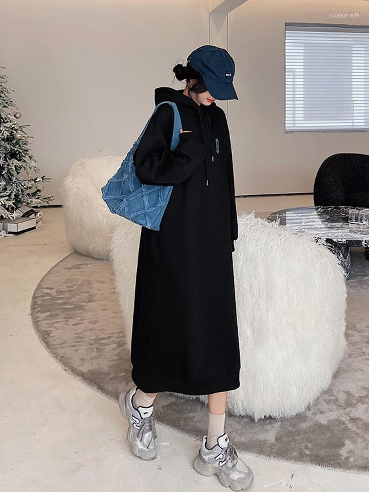 Casual Dresses 2023 Autumn Winter Korean Hooded Hoodies Woman Dress Elbise Loose Plus Size Fleece Thickened Letter Print For Woomen, Black
Casual Dresses 2023 Autumn Winter Korean Hooded Hoodies Woman Dress Elbise Loose Plus Size Fleece Thickened Letter Print For Woomen, Black