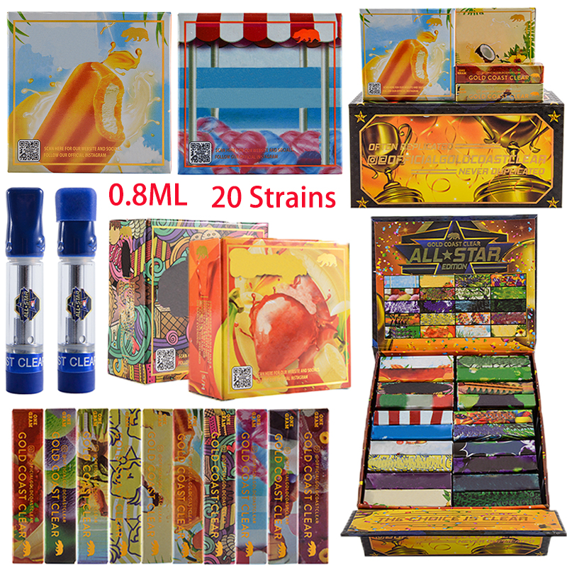 All Star GCC Blue Atomizers GOLD COAST CLEAR 0.8ml Empty Vape Pen Cartridges Packaging Oil Dab Pen Wax Vaporizer 510 Thread Electronic Cigarette Vape Carts 20 Strains
All Star GCC Blue Atomizers GOLD COAST CLEAR 0.8ml Empty Vape Pen Cartridges Packaging Oil Dab Pen Wax Vaporizer 510 Thread Electronic Cigarette Vape Carts 20 Strains