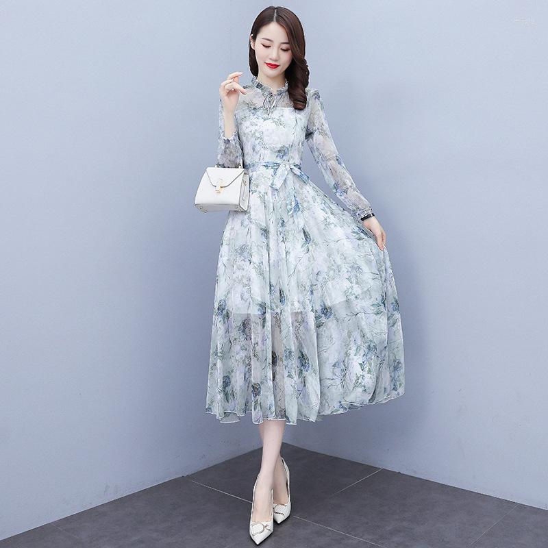 Casual Dresses Floral Chiffon Long Sleeve Temperament Skirt Dress Women Large Swing Slim Fit Thin Elegant Fairy Autumn 2023, Blue
Casual Dresses Floral Chiffon Long Sleeve Temperament Skirt Dress Women Large Swing Slim Fit Thin Elegant Fairy Autumn 2023, Blue