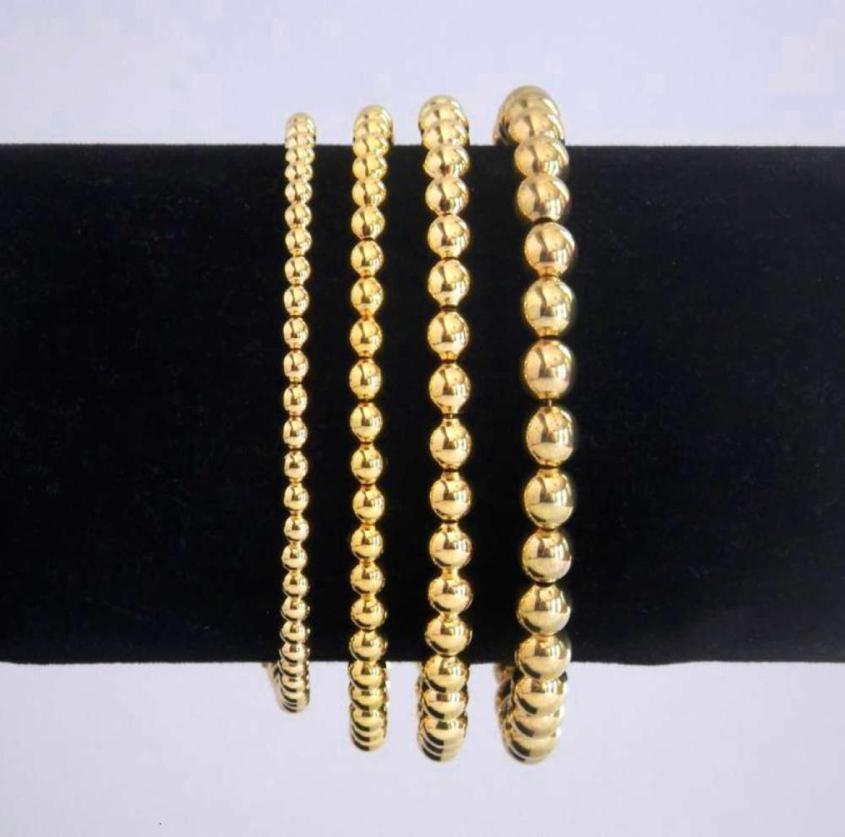 Wholale Lucky 14k Gold Filled Beads Beaded Stackable Bracelets Beaded Stretch Bracelet Minimalist7675073