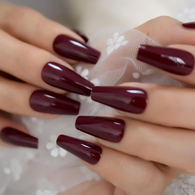 False Nails 24pcs Medium-long Press On Nail Tips Fake Art Solid Color Wine Red Glossy Manicure Full Coverage, L5988
False Nails 24pcs Medium-long Press On Nail Tips Fake Art Solid Color Wine Red Glossy Manicure Full Coverage, L5988