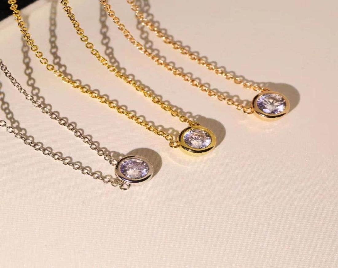 fashion necklace women single white diamond necklaces whole designer jewelry womens Stainless Steel clavicle chain Heart heali4812