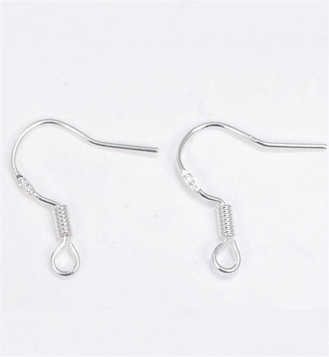 200pcs lot 925 Sterling Silver Earring Findings Hooks Jewelry DIY 15mm Fish Hook Fit Earrings248N