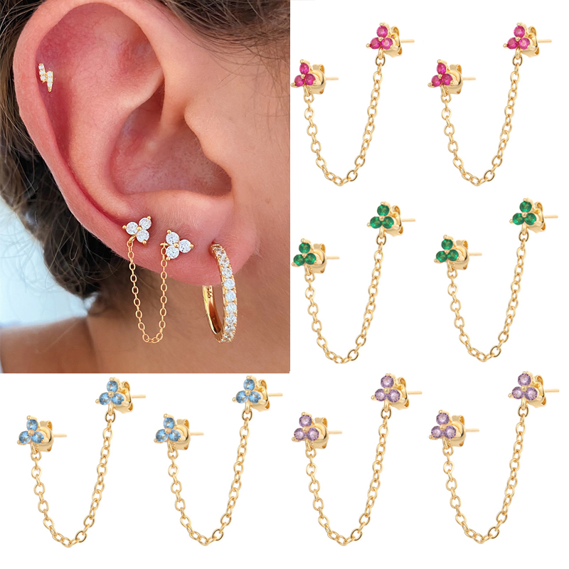 CRMYA Fashion Gold Silver Plated Jewelry Flower Chain Earrings for Women Color CZ Zircon Stud Earring Girls Earings Wholesale
CRMYA Fashion Gold Silver Plated Jewelry Flower Chain Earrings for Women Color CZ Zircon Stud Earring Girls Earings Wholesale