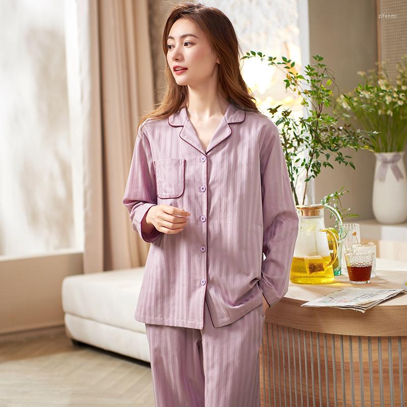 Women's Sleepwear Women Woven Full Cotton Pajama Set Long Sleeve Trousers Pajamas Button-Down Purple Loungewear Womens Pijamas Mujer, Lx-61586
Women's Sleepwear Women Woven Full Cotton Pajama Set Long Sleeve Trousers Pajamas Button-Down Purple Loungewear Womens Pijamas Mujer, Lx-61586