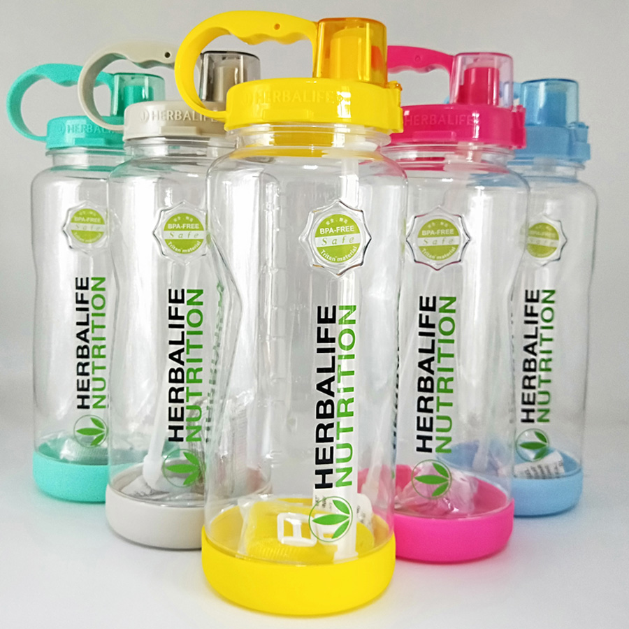 Multi Color 1000ml BPA Free Gray Rose Red Portable Herbalife Nutrition Plastic Sports Hiking Fitness Straw Water Bottle