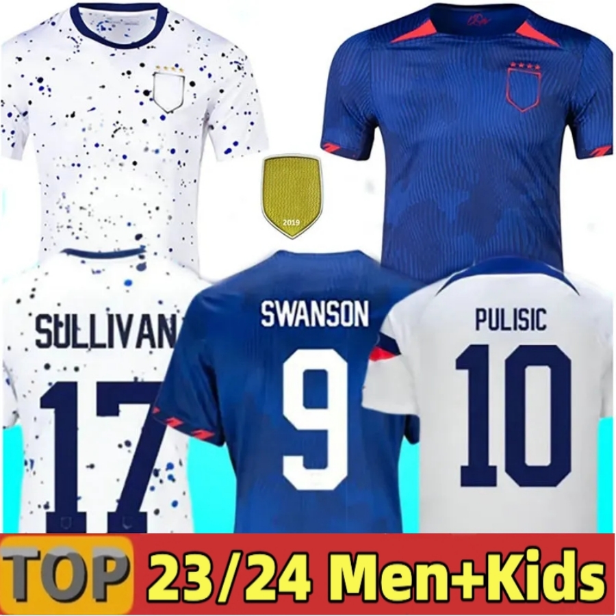 

2023 USWNT 4 Stars Women Soccer Jerseys Kids Kit PULISIC USMNT 2024 22/23 US A Maillot Football Shirts S America Player Version Training World Cup SMITH 10#, 2023 women home aldult
