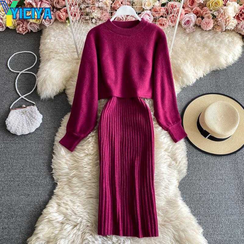 YICIYA Casual Dresses Long Sleeve Knitted Sets Two Pieces O Neck High Street Sexy French Vintage Women Romantic Elegant Party Female Y2K Dress, Black 
YICIYA Casual Dresses Long Sleeve Knitted Sets Two Pieces O Neck High Street Sexy French Vintage Women Romantic Elegant Party Female Y2K Dress, Black