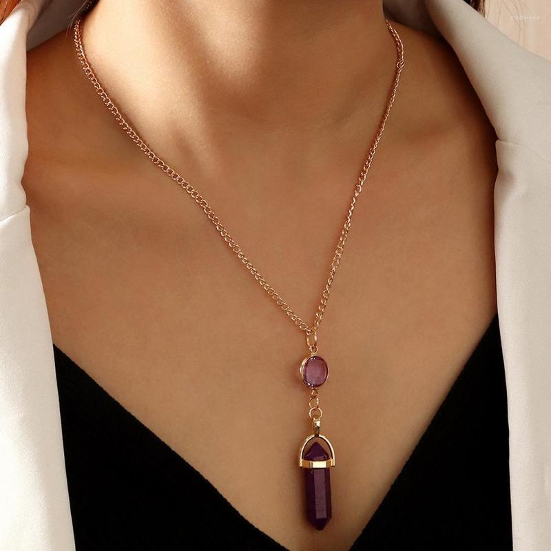 

Pendant Necklaces NINGW Fashion Short Simple Temperament Hexagonal Prism Clavicle Chain For Women Jewelry