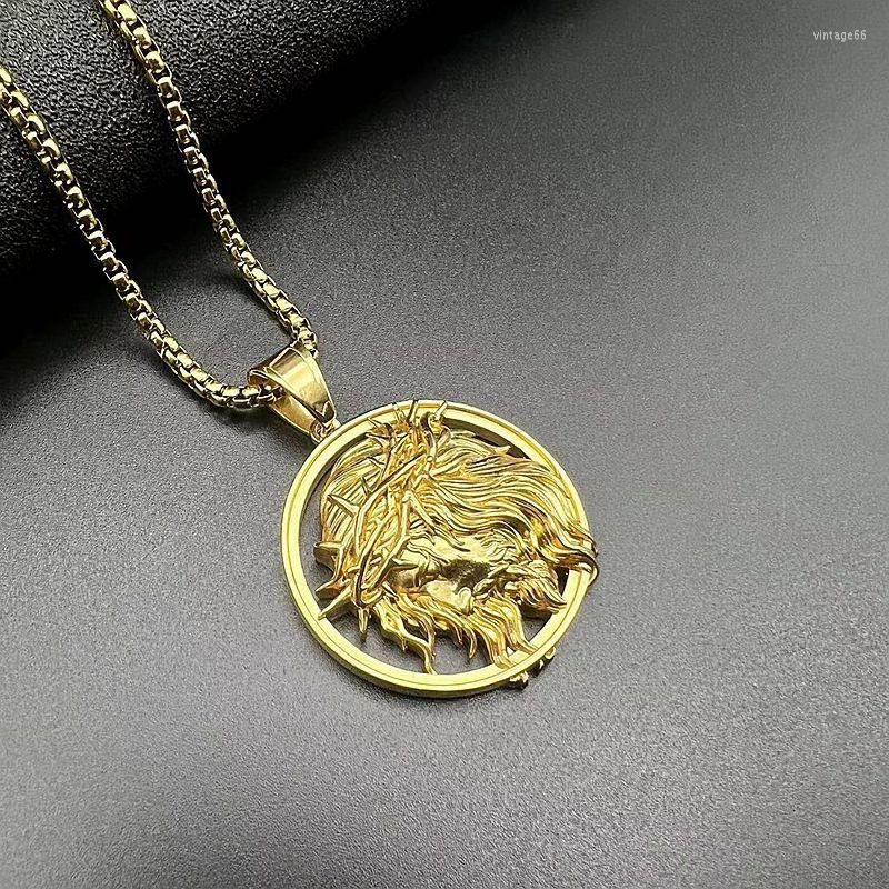 Pendant Necklaces Hiphop Thorns Crown Coin Charms Box Chains Stainless Steel Jesus Heas Face Of Christ Cross Necklace Christian Jewelry
Pendant Necklaces Hiphop Thorns Crown Coin Charms Box Chains Stainless Steel Jesus Heas Face Of Christ Cross Necklace Christian Jewelry